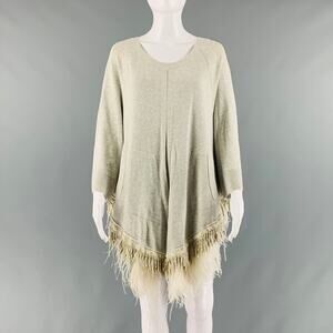 SACAI Size L Grey Cotton Cashmere Heather 3/4 Sleeves Pullover